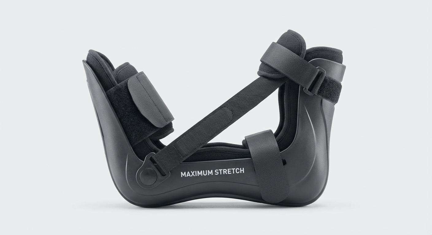 Hard boot night splint plantar fasciitis posterior shell maximum dorsiflexion strong stretch