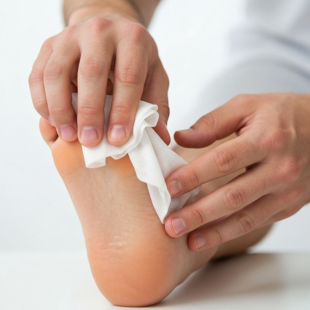 Preparing the foot for taping: washing, drying, and applying underwrap before tape application