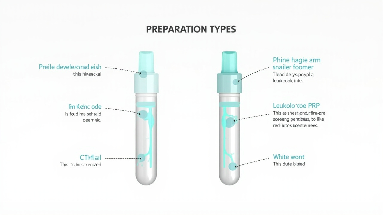 Comparison table showing different PRP preparation types and their characteristics
