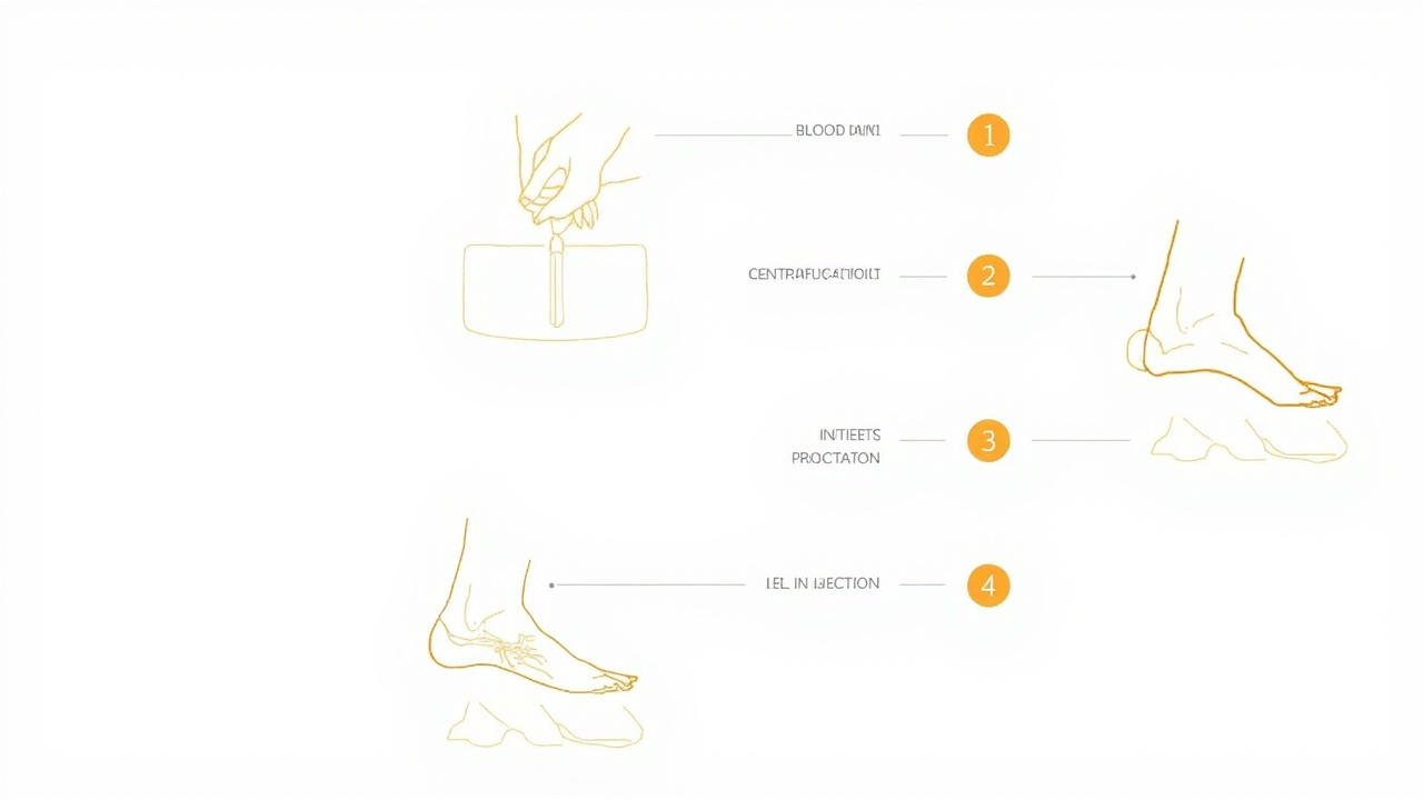 Diagram explaining the PRP injection process from blood draw to injection