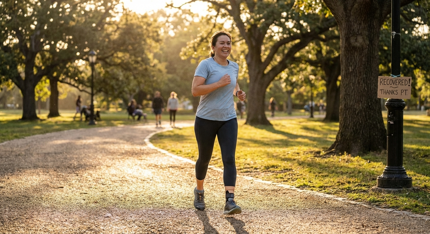 Person running confidently during the final phase of plantar fasciitis recovery