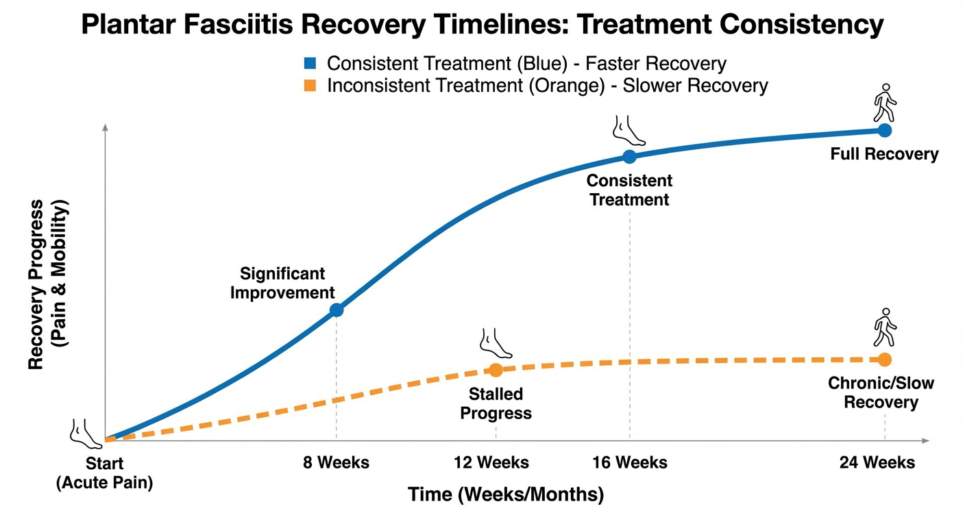 Comparison chart showing recovery timelines with and without consistent treatment