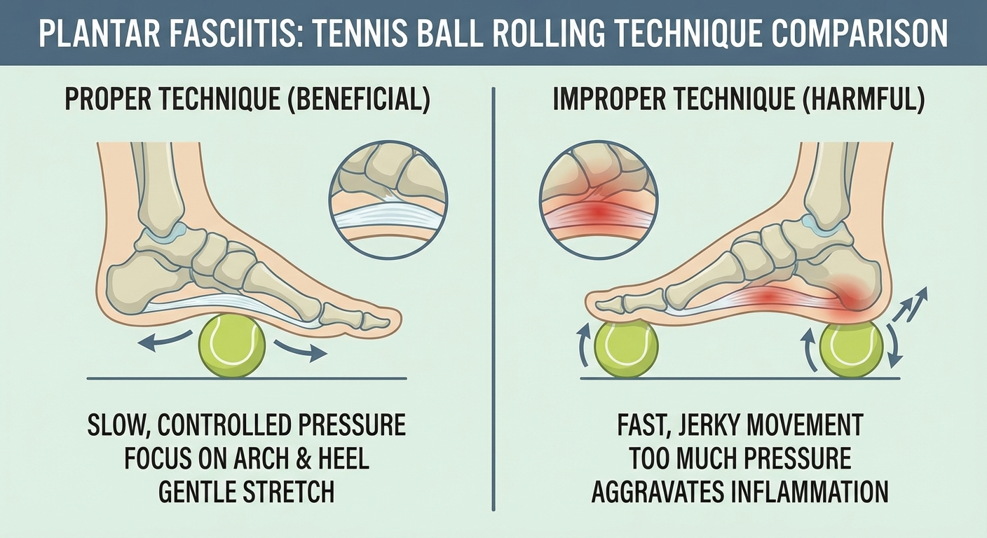 Plantar fasciitis foot rolling research infographic showing evidence quality and clinical outcome data