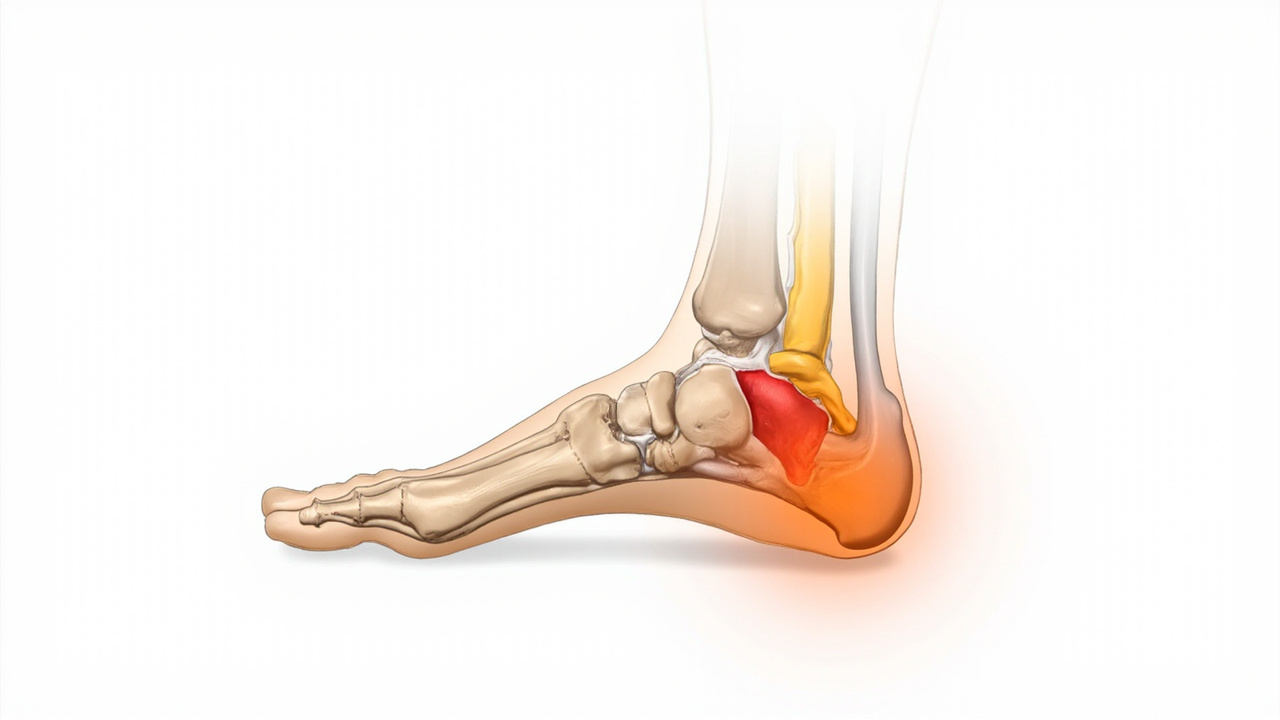 Plantar fascia anatomy showing heel bone attachment point where shockwave therapy targets inflammation