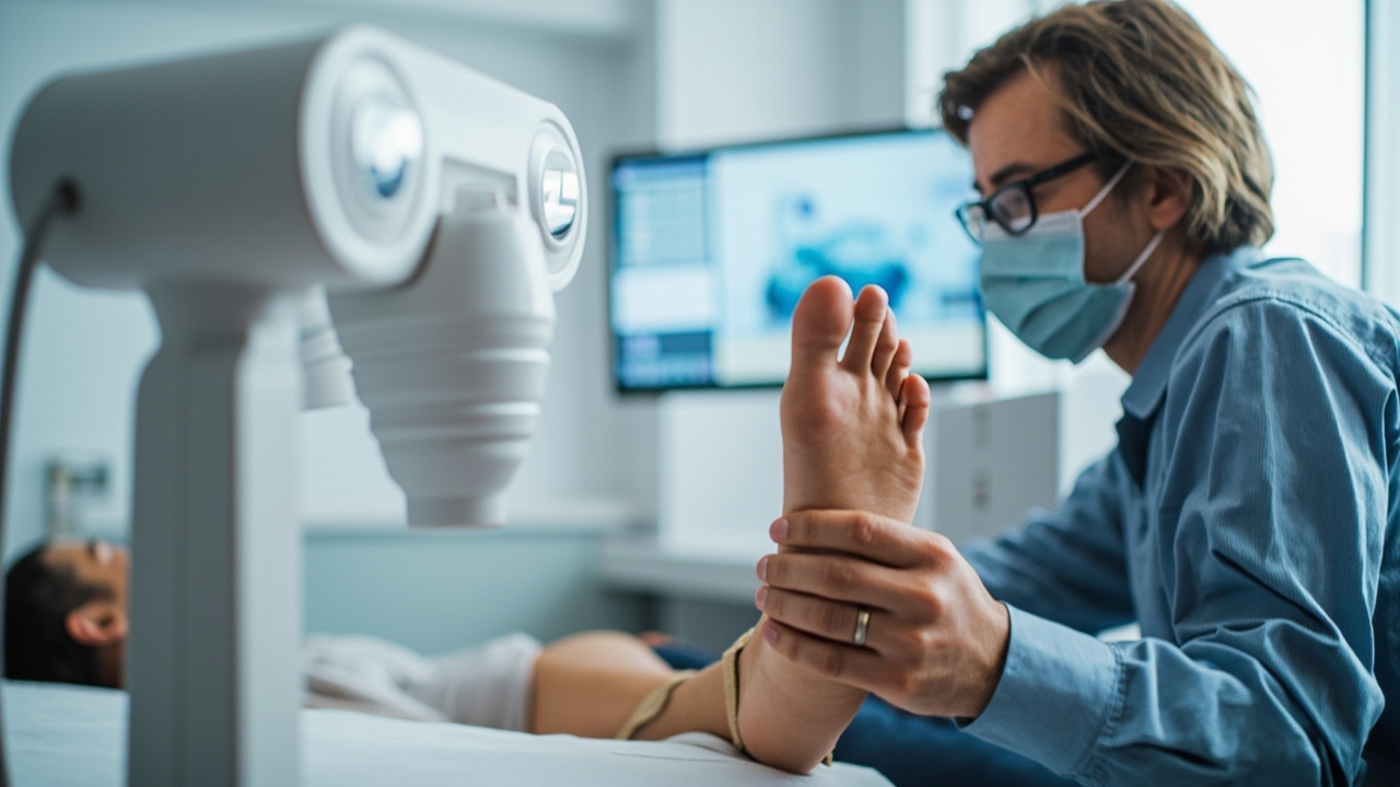 Shockwave therapy for plantar fasciitis hero image showing clinical treatment setting