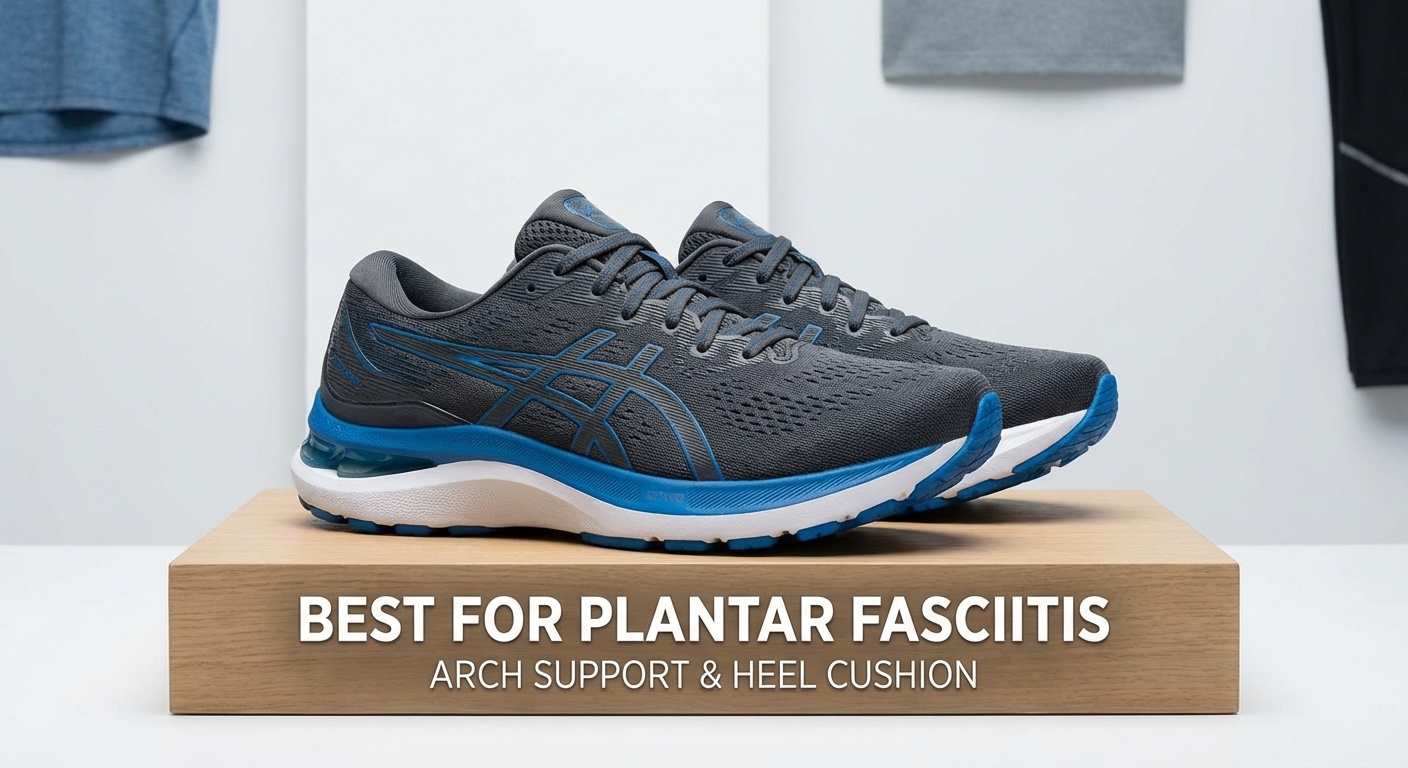 Best running shoes for plantar fasciitis 2026 hero image showing supportive running shoes