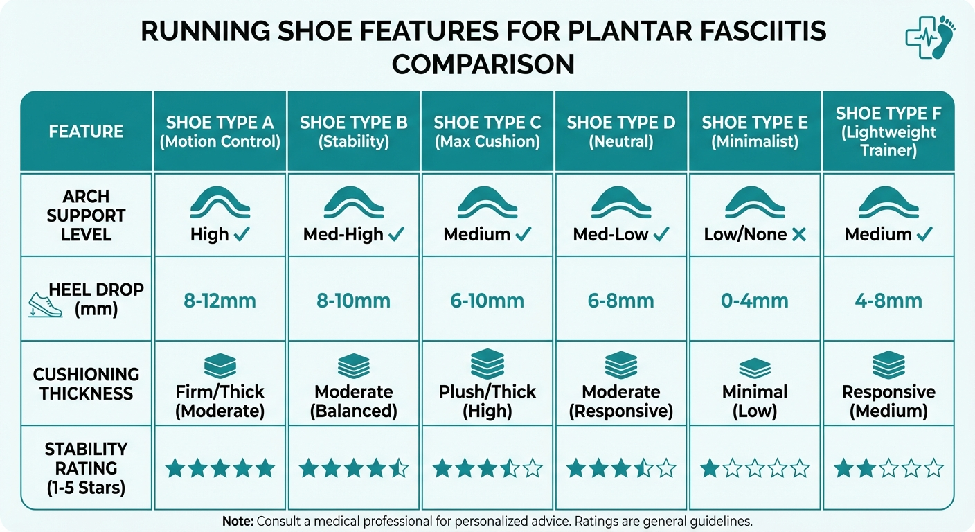 Running shoes plantar fasciitis comparison infographic 2026